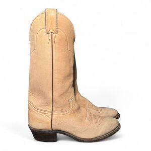 Justin Euro Elk Leather Cowboy Boots Mens Size 8.5D Tan Made In USA Boot 1325